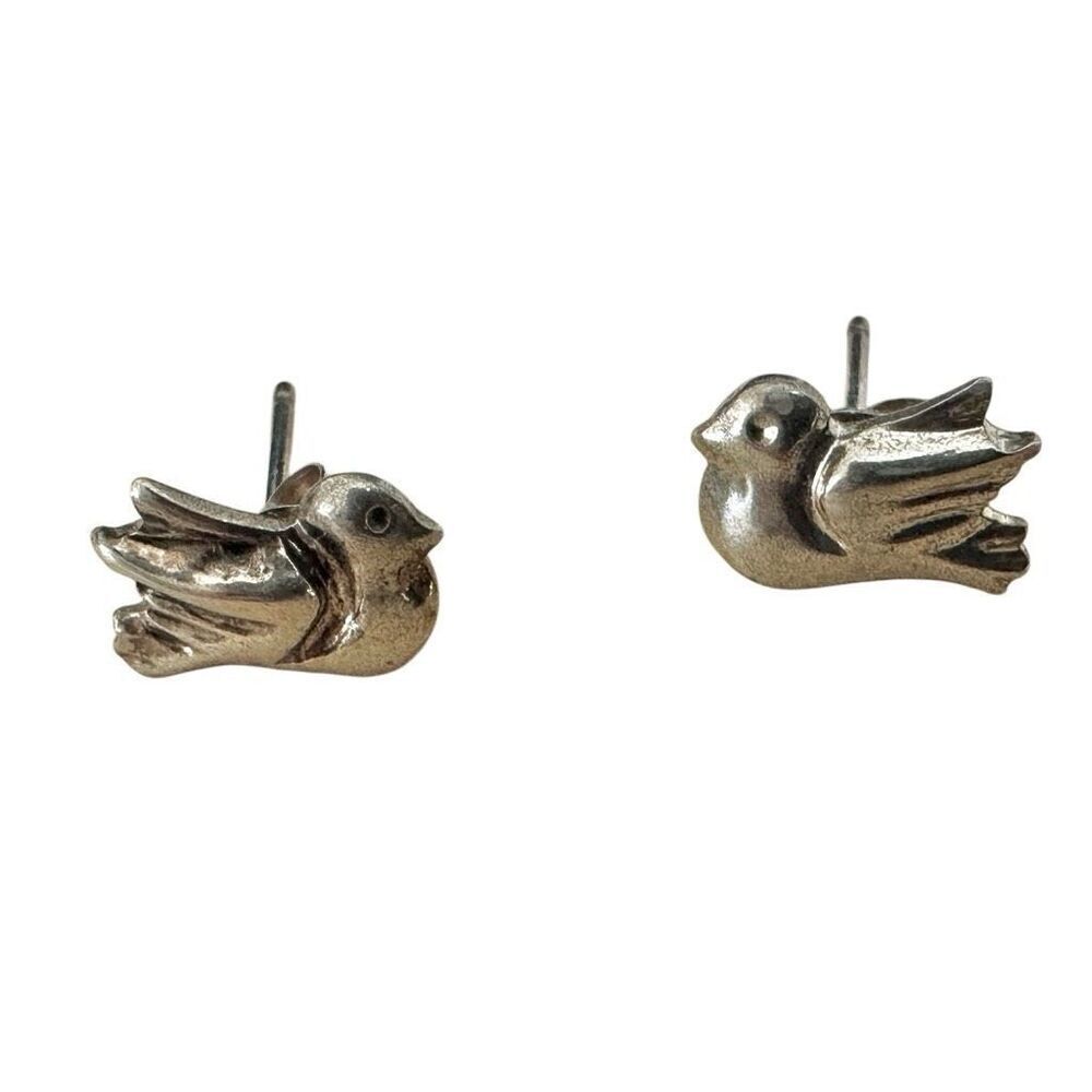 Sterling Silver Bird Stud Earrings